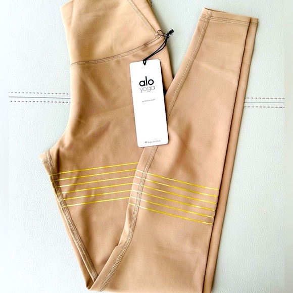 NWT! ALO YOGA High-Waist Vapor Legging Nude w/ Gold Highlights (Spark Gravel) XS - Picture 4 of 16